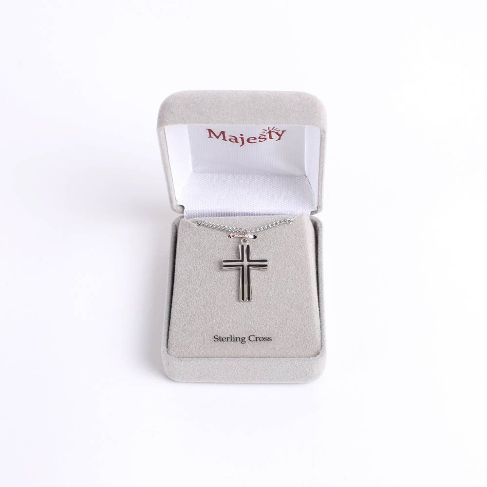Necklace - Sterling Silver - Epoxy Lined Cross - 18" Silver - Swanson Christian Products
