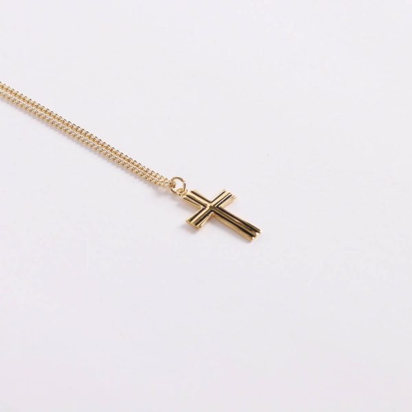 Necklace - Sterling Silver - Epoxy Lined Cross - 18" Gold - Swanson Christian Products