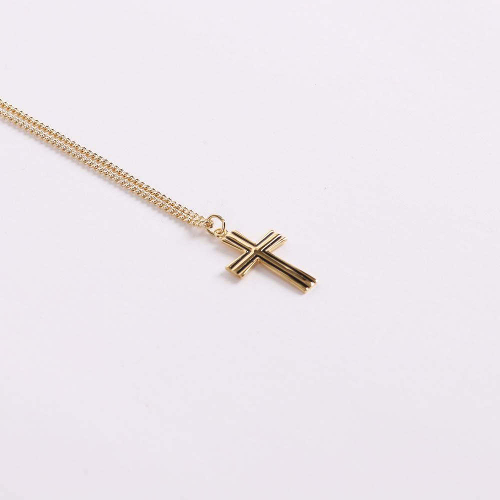 Necklace - Sterling Silver - Epoxy Lined Cross - 18" Gold - Swanson Christian Products