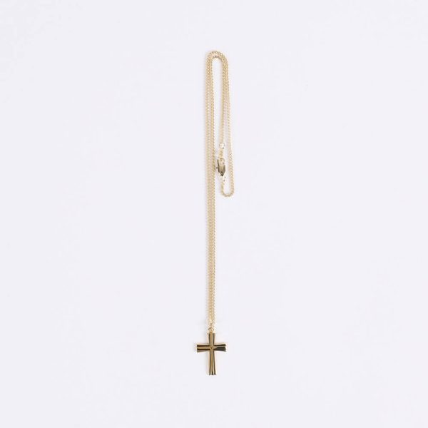 Necklace - Sterling Silver - Epoxy Lined Cross - 18" Gold - Swanson Christian Products