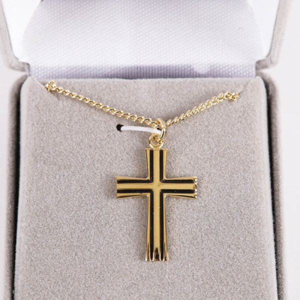 Necklace - Sterling Silver - Epoxy Lined Cross - 18" Gold - Swanson Christian Products