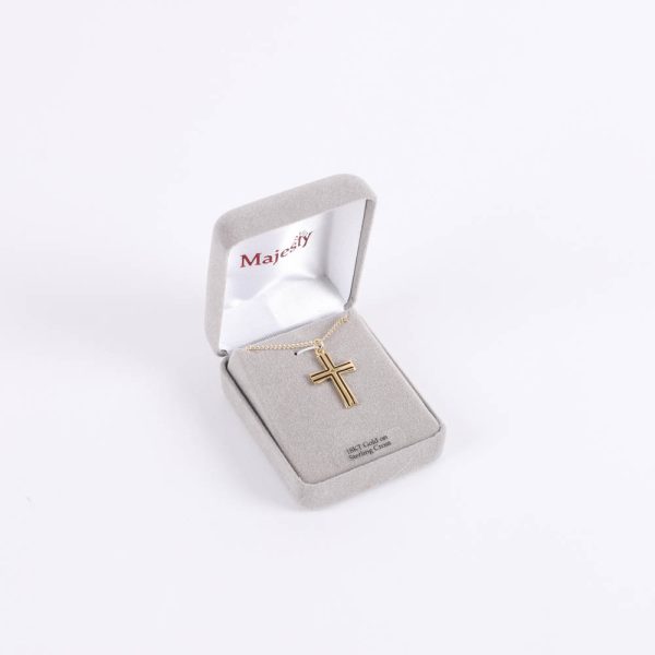 Necklace - Sterling Silver - Epoxy Lined Cross - 18" Gold - Swanson Christian Products