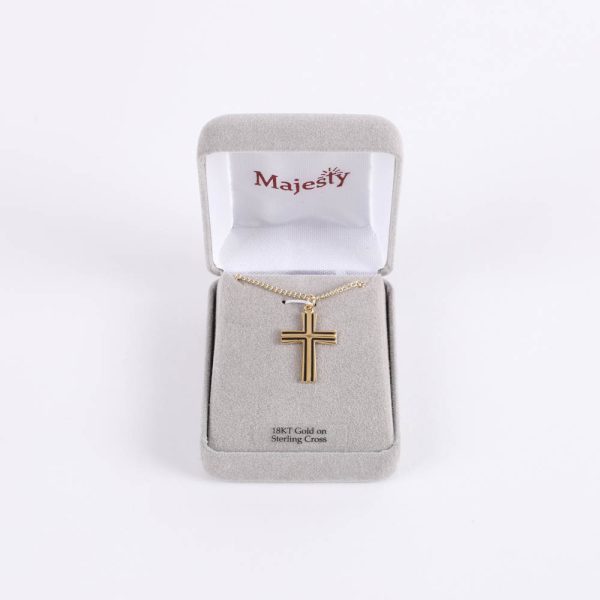 Necklace - Sterling Silver - Epoxy Lined Cross - 18" Gold - Swanson Christian Products