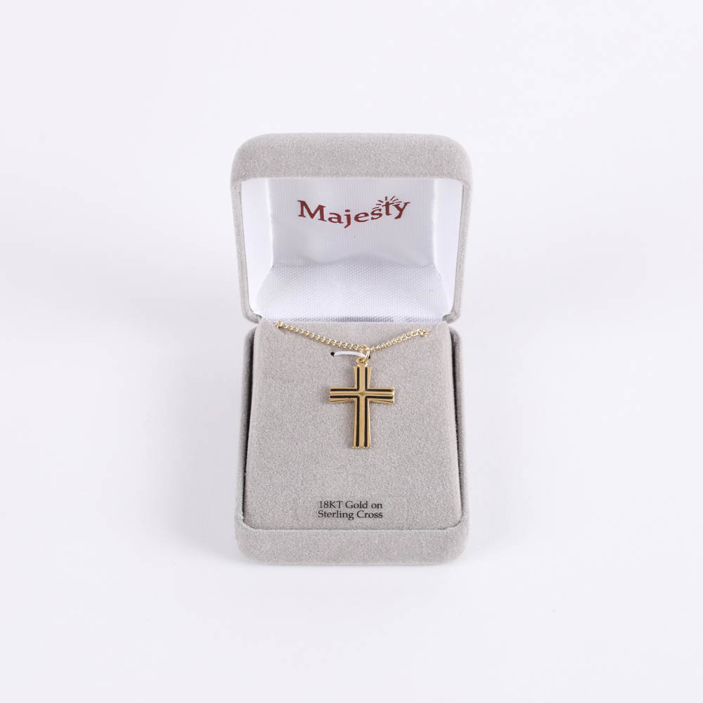 Necklace - Sterling Silver - Epoxy Lined Cross - 18" Gold - Swanson Christian Products