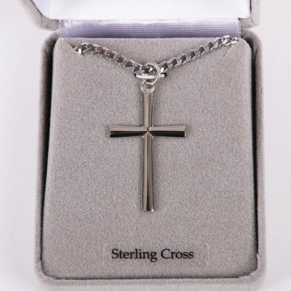 Necklace - Sterling Silver Tapered Cross - 24" Silver - Swanson Christian Products