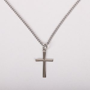 Necklace – Sterling Silver Tapered Cross – 24″ Silver