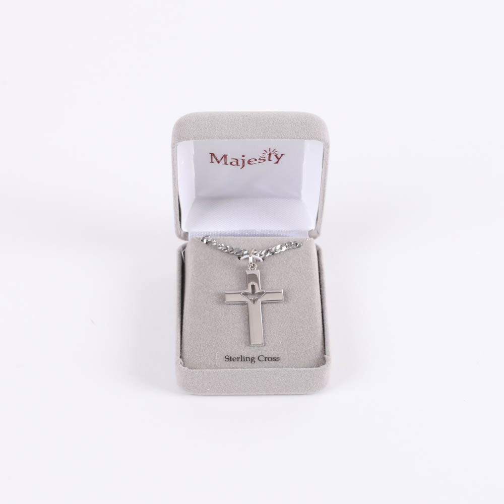 Necklace - Sterling Silver - Cross with Dove Cutout - 24" Silver - Swanson Christian Products