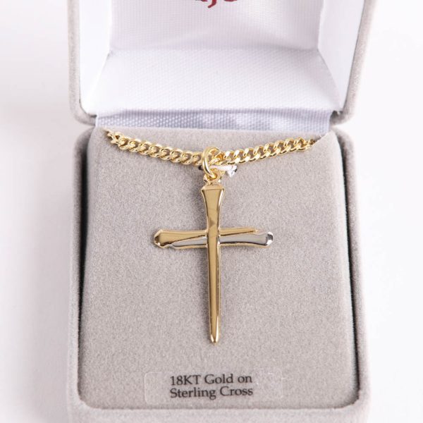 Necklace - Sterling Silver - Cross of Nails - 24" Gold with Silver - Swanson Christian Products