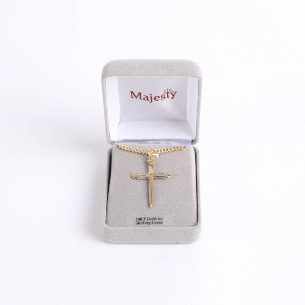 Necklace - Sterling Silver - Cross of Nails - 24" Gold with Silver - Swanson Christian Products