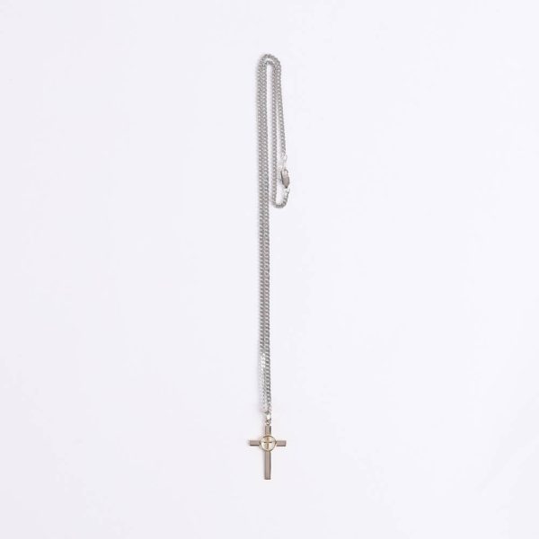 Necklace - Sterling Silver - Cross with Gold Cross Center - 24" Silver - Swanson Christian Products