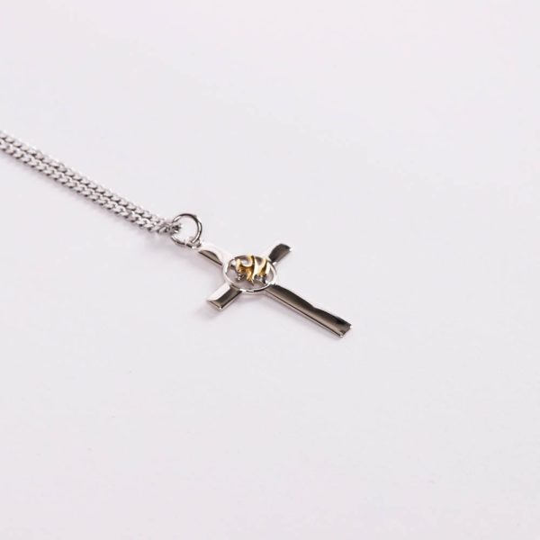 Necklace - Sterling Silver - Cross with Gold Dove Center - 20" Silver - Swanson Christian Product