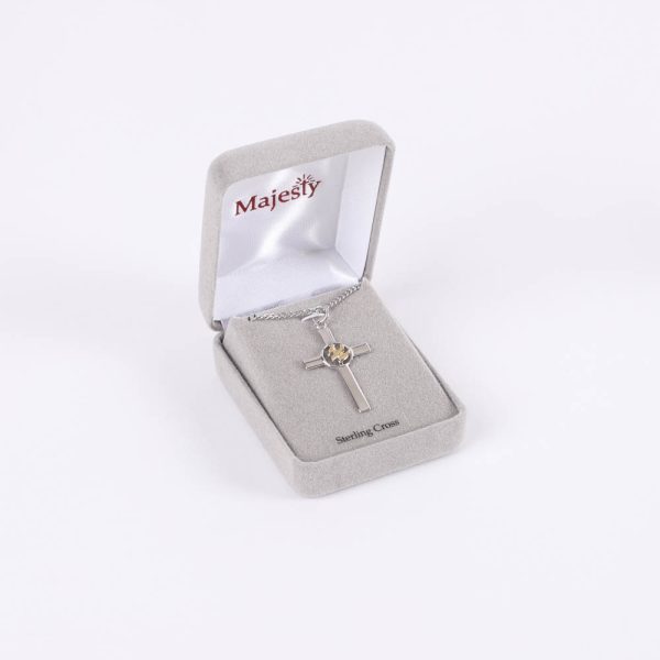Necklace - Sterling Silver - Cross with Gold Dove Center - 20" Silver - Swanson Christian Product