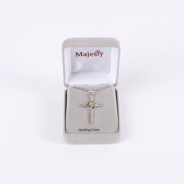 Necklace - Sterling Silver - Cross with Gold Dove Center - 20" Silver - Swanson Christian Product