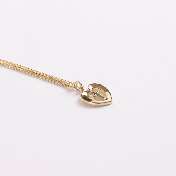 Necklace - Sterling Silver - Heart with Cross - 18" Gold - Swanson Christian Products