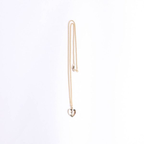 Necklace - Sterling Silver - Heart with Cross - 18" Gold - Swanson Christian Products