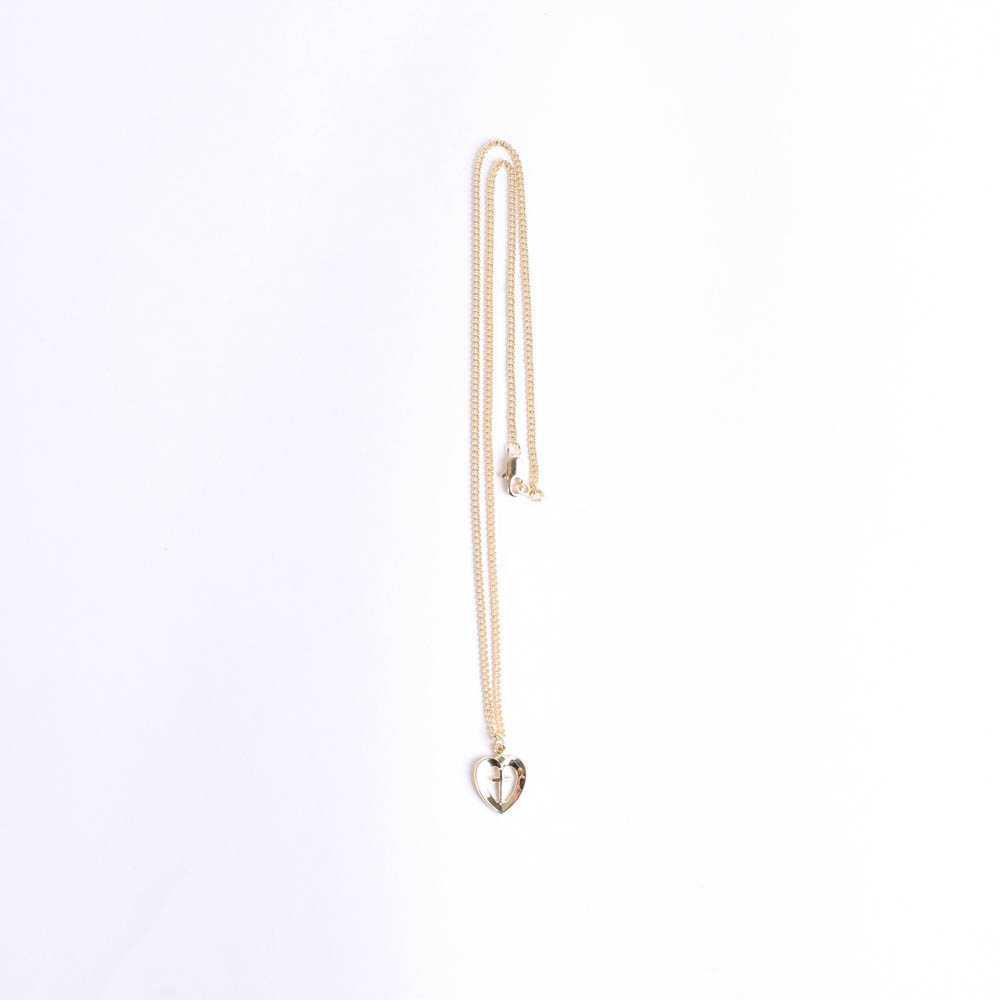 Necklace - Sterling Silver - Heart with Cross - 18" Gold - Swanson Christian Products