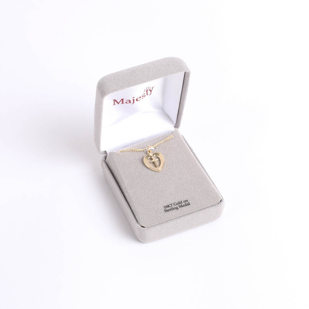 Necklace - Sterling Silver - Heart with Cross - 18" Gold - Swanson Christian Products