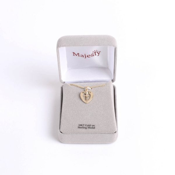 Necklace - Sterling Silver - Heart with Cross - 18" Gold - Swanson Christian Products
