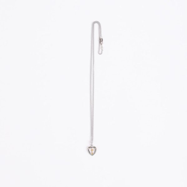 Necklace - Sterling Silver - Heart with Cross - 18" Silver with Gold - Swanson Christian Products