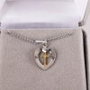 Necklace - Sterling Silver - Heart with Cross - 18" Silver with Gold - Swanson Christian Products