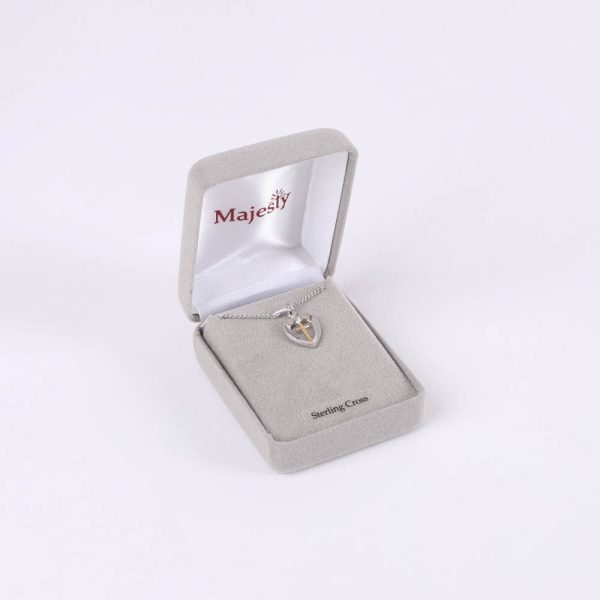 Necklace - Sterling Silver - Heart with Cross - 18" Silver with Gold - Swanson Christian Products
