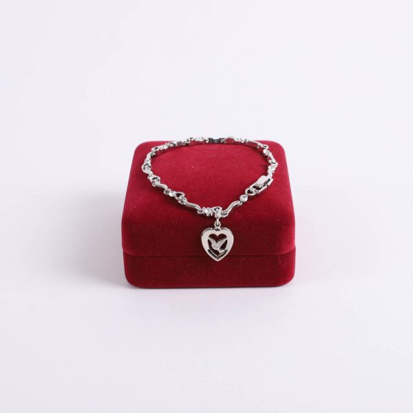 Bracelet - Rhodium and Cubic Zirconia with Heart/Dove Charm - Swanson Christian Products