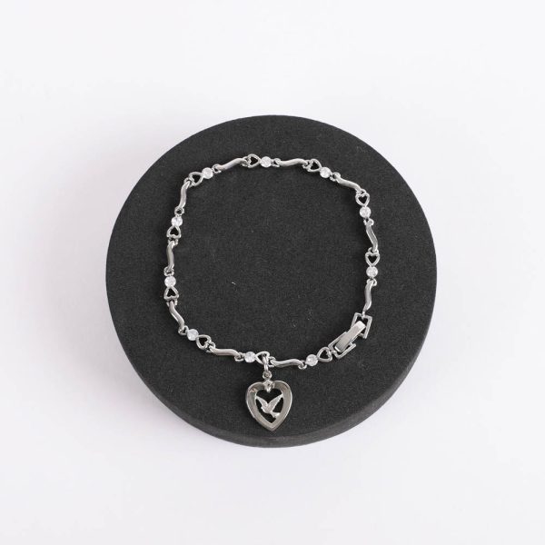 Bracelet - Rhodium and Cubic Zirconia with Heart/Dove Charm - Swanson Christian Products