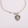 Bracelet - Rhodium Twisted Rope with Heart/Dove Charm - Silver - Swanson Christian Products