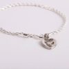 Bracelet - Rhodium Twisted Rope with Heart/Dove Charm - Silver - Swanson Christian Products
