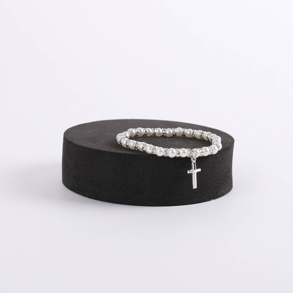 Bracelet - Pearls with Sterling Silver Cross Charm - Swanson Christian Products
