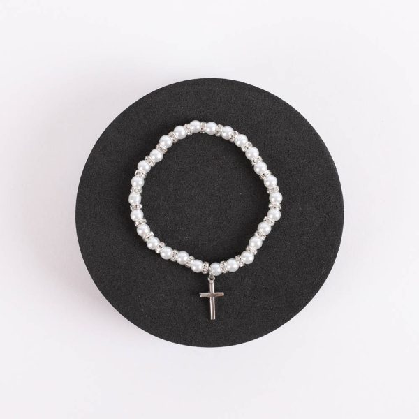 Bracelet - Pearls with Sterling Silver Cross Charm - Swanson Christian Products