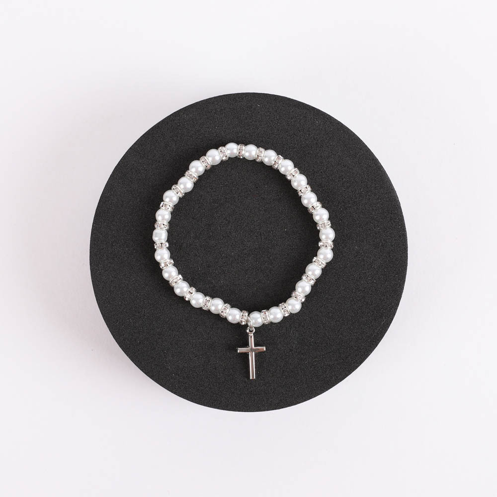 Bracelet - Pearls with Sterling Silver Cross Charm - Swanson Christian Products