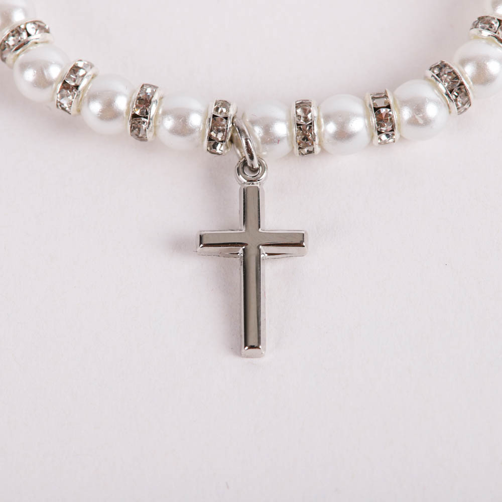 Bracelet - Pearls with Sterling Silver Cross Charm - Swanson Christian Products