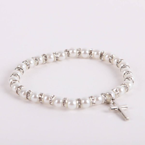 Bracelet - Pearls with Sterling Silver Cross Charm - Swanson Christian Products