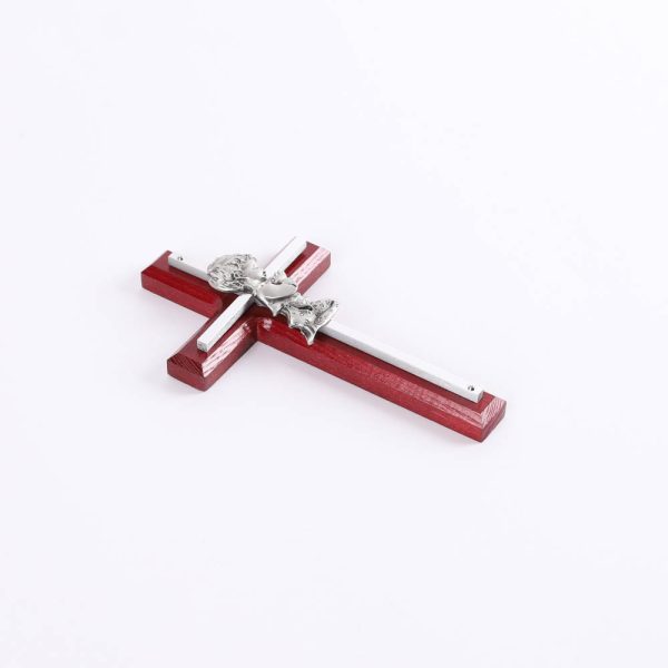 Wall Cross - Cherry Wood with Stainless Steel - Praying Boy - Swanson Christian Products