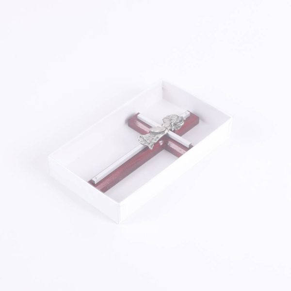 Wall Cross - Cherry Wood with Stainless Steel - Praying Girl - Swanson Christian Products