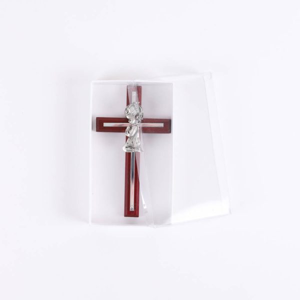 Wall Cross - Cherry Wood with Stainless Steel - Praying Girl - Swanson Christian Products