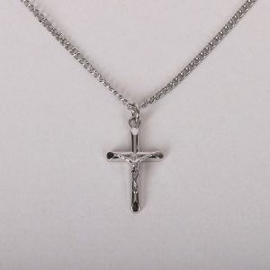 Necklace Crucifix – Rounded Cross Silver – 18