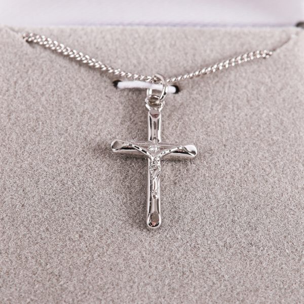 Necklace Crucifix - Rounded Cross Silver - 18 | Swanson Christian Products