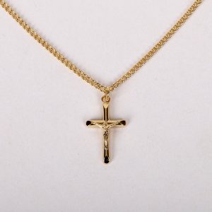 Necklace Crucifix – Rounded Cross Gold – 18″