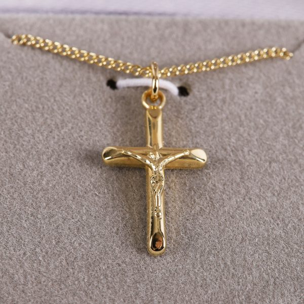 Necklace Crucifix - Rounded Cross Gold - 18 | Swanson Christian Products