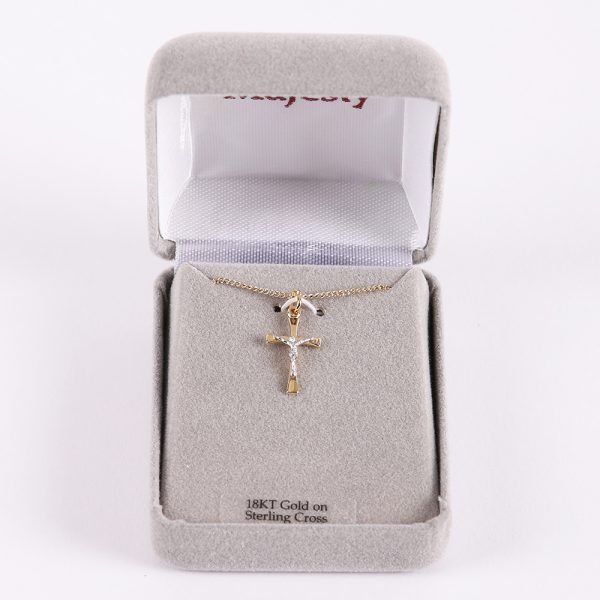 Necklace Crucifix - Flared Cross - Gold with Silver - 18 | Swanson Christian Products