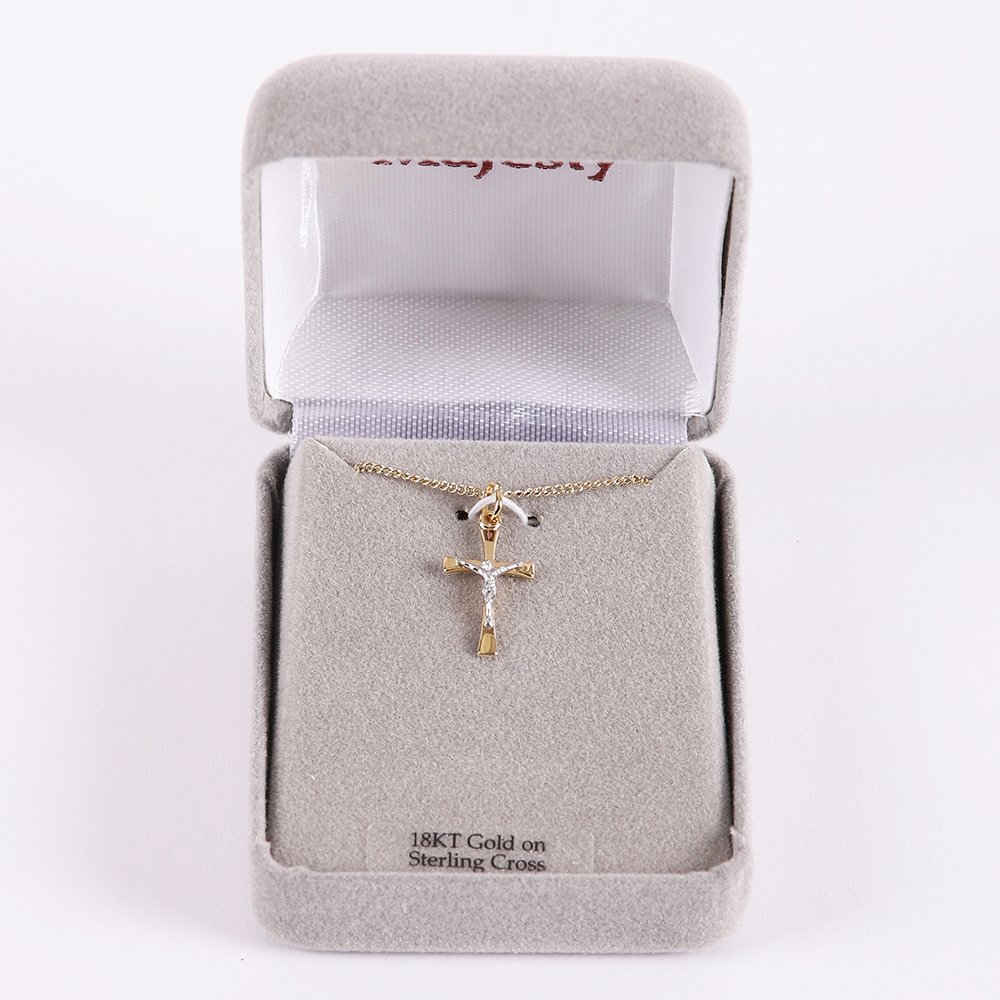 Necklace Crucifix - Flared Cross - Gold with Silver - 18 | Swanson Christian Products