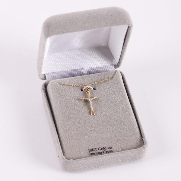 Necklace Crucifix - Flared Cross - Gold with Silver - 18 | Swanson Christian Products