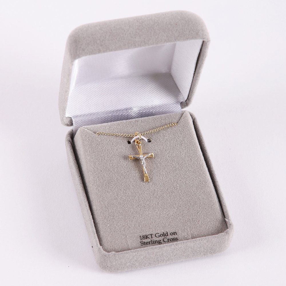 Necklace Crucifix - Flared Cross - Gold with Silver - 18 | Swanson Christian Products