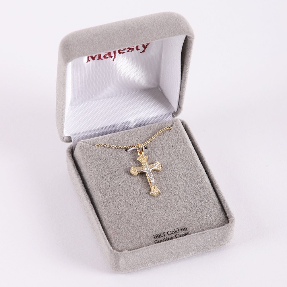 Necklace Crucifix - Detailed Cross - Gold with Silver - 18 | Swanson Christian Products