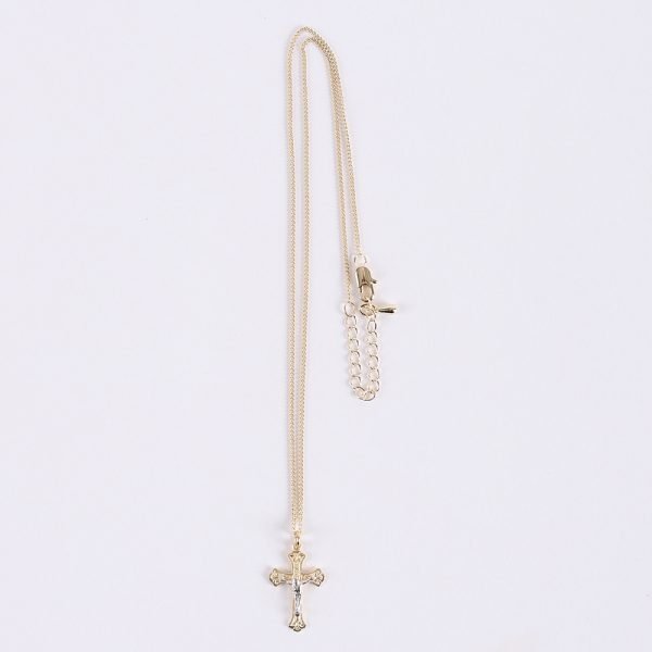 Necklace Crucifix - Detailed Cross - Gold with Silver - 18 | Swanson Christian Products