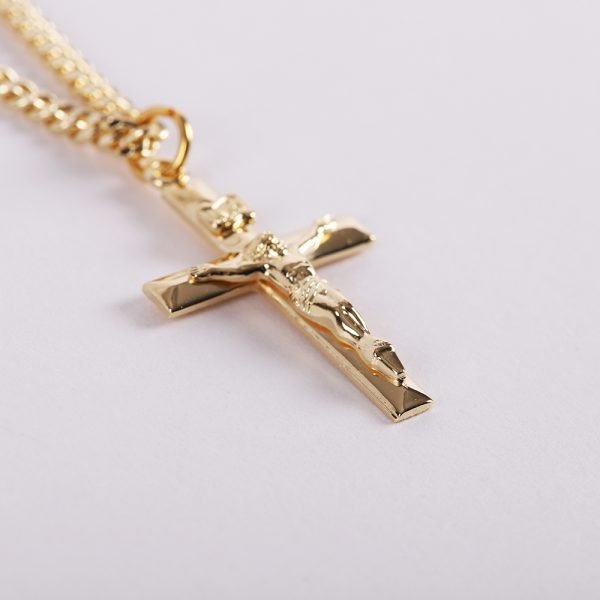 Necklace Crucifix - Flat Cross with Inscription Gold - 24 | Swanson Christian Products
