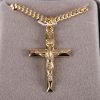 Necklace Crucifix - Flat Cross with Inscription Gold - 24 | Swanson Christian Products