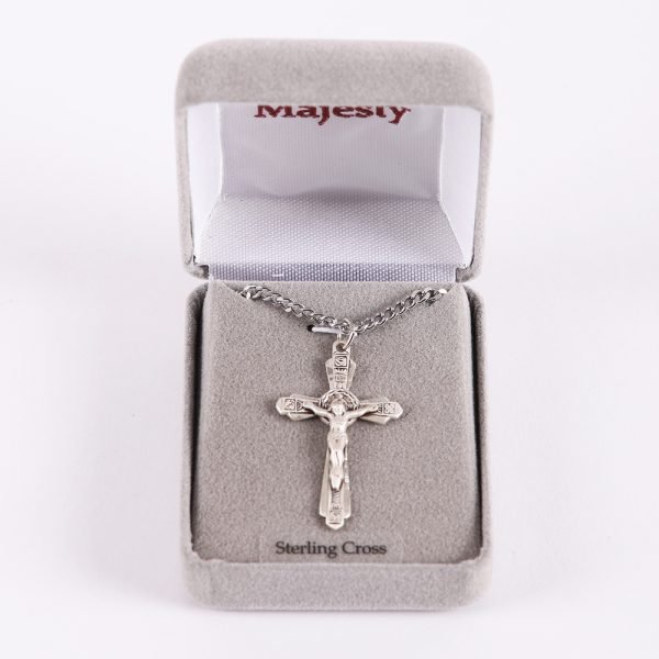 Necklace Crucifix - Detailed Cross Round Silver - 24 | Swanson Christian Products